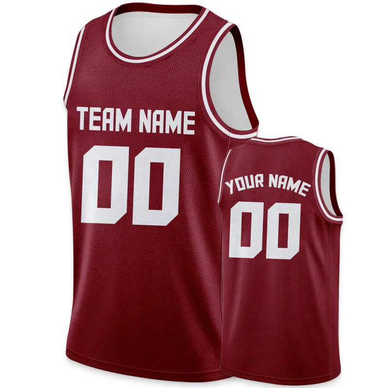 Custom Crimson White Round Neck Rib-Knit Basketball Jersey