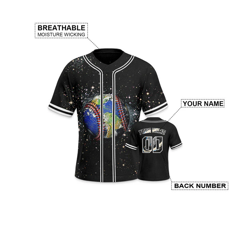 Custom 3D Pattern Design Globe Authentic Baseball Jersey