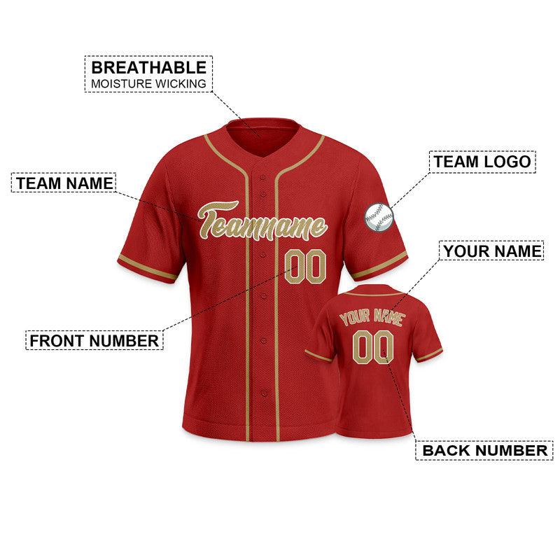 Custom Red Gold Authentic Baseball Jersey-3