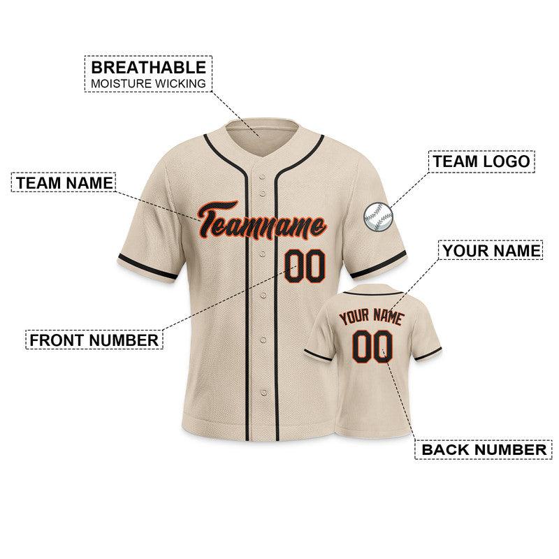 Custom Beige Black-Orange Authentic Baseball Jersey-3