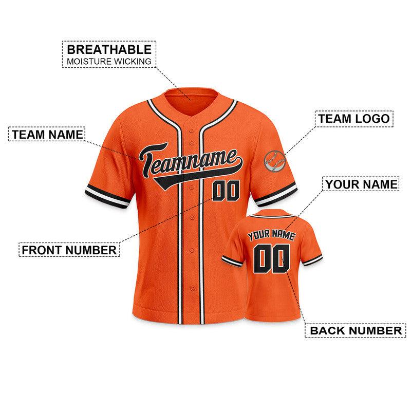 Custom Orange Black-White Authentic Baseball Jersey