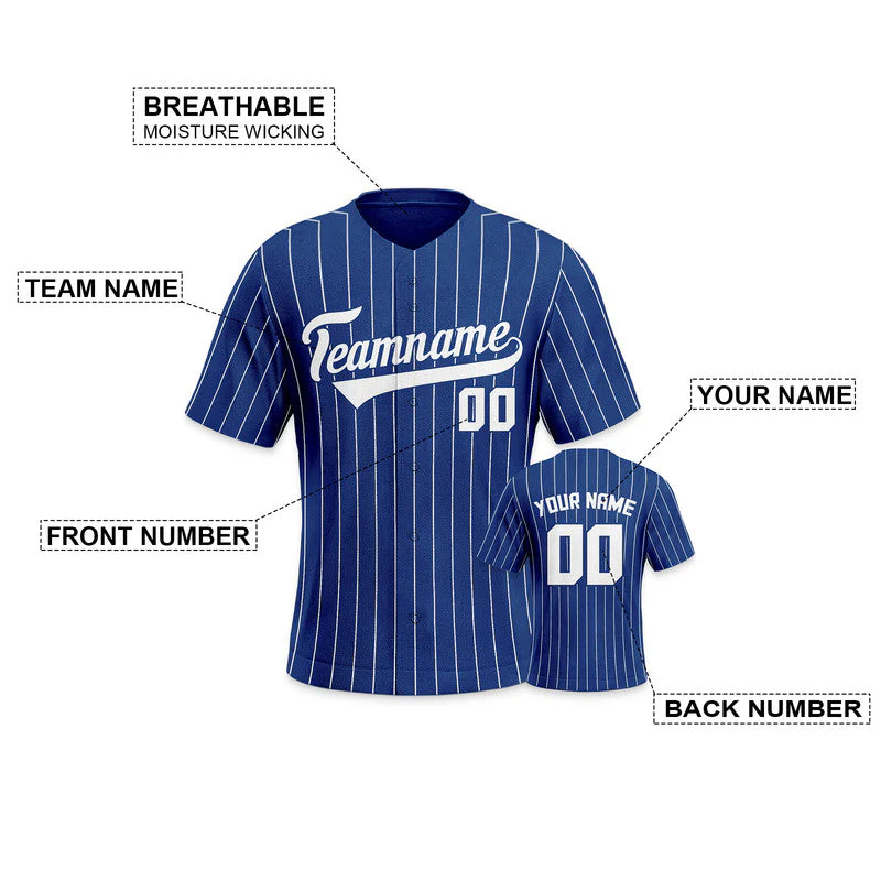 Custom Royal Gray Pinstripe White Gray Authentic Baseball Jersey