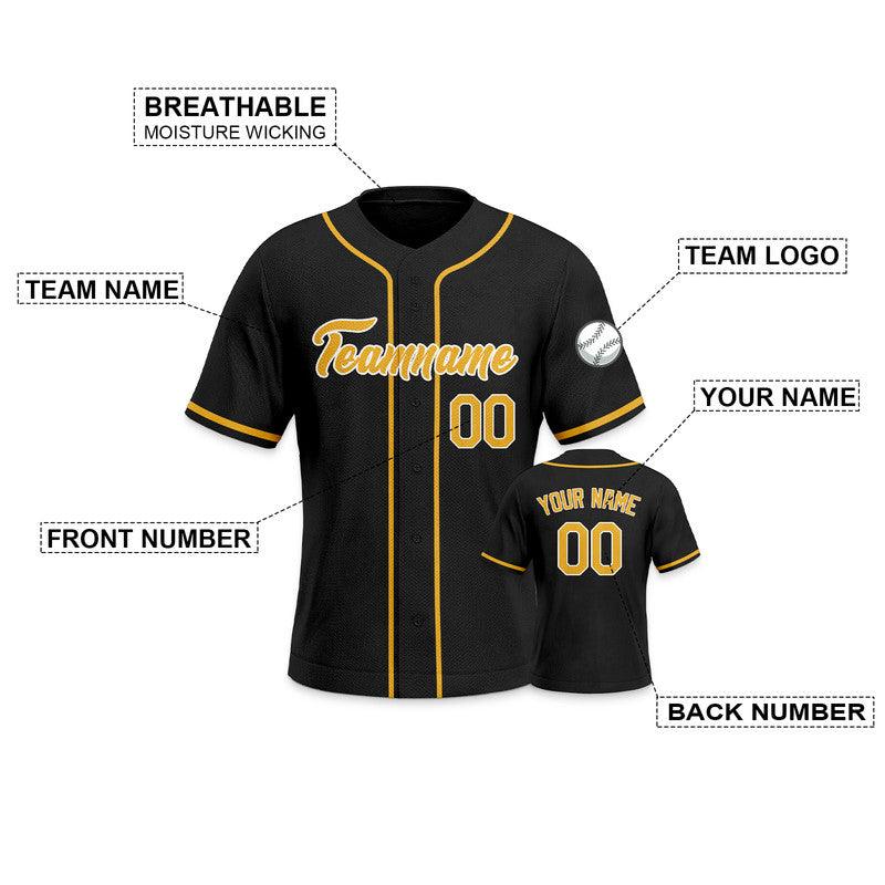 Custom Black Gold-White Authentic Baseball Jersey-3