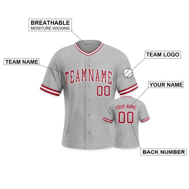 Custom Gray Red-White Authentic Baseball Jersey-1