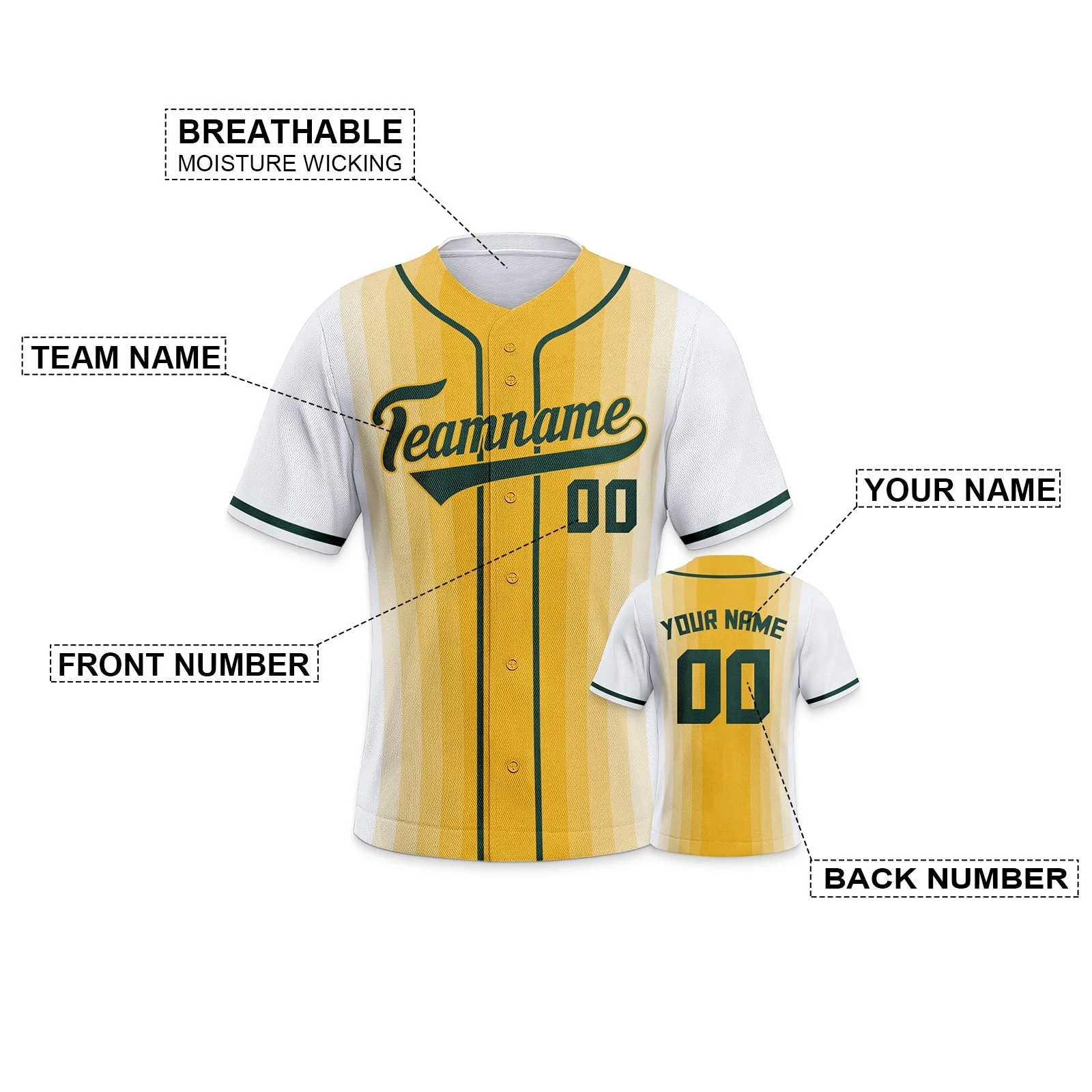 Custom White Kelly Green-Gold Creative  Cool Concept Authentic Baseball Jersey