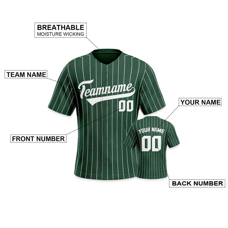 Custom Kelly Green Gray Pinstripe White Gray Authentic Baseball Jersey