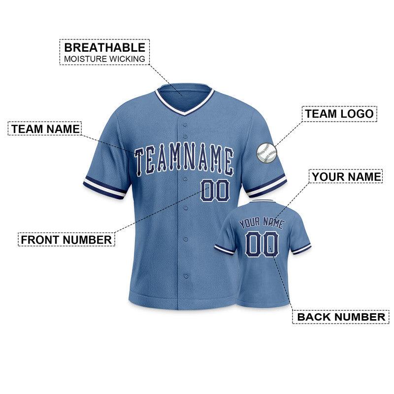 Custom Light Blue Navy-White Authentic Baseball Jersey-1