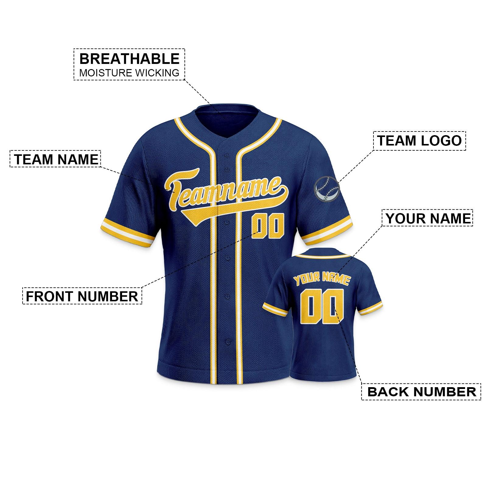 Custom Navy Gold-White Authentic Classic Baseball Jersey