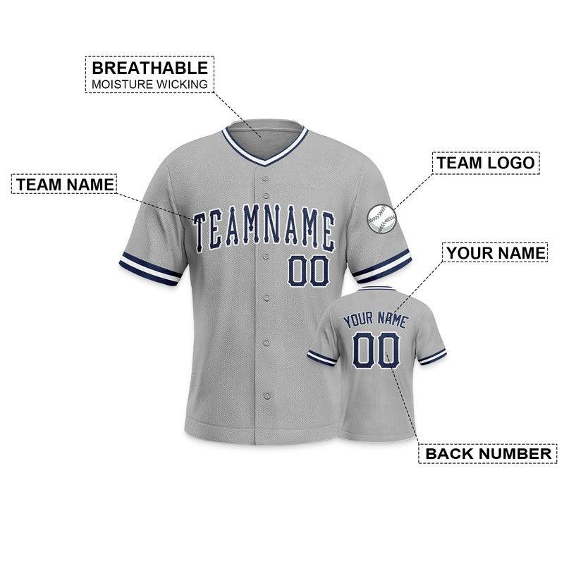 Custom Gray Navy-White Authentic Baseball Jersey-1
