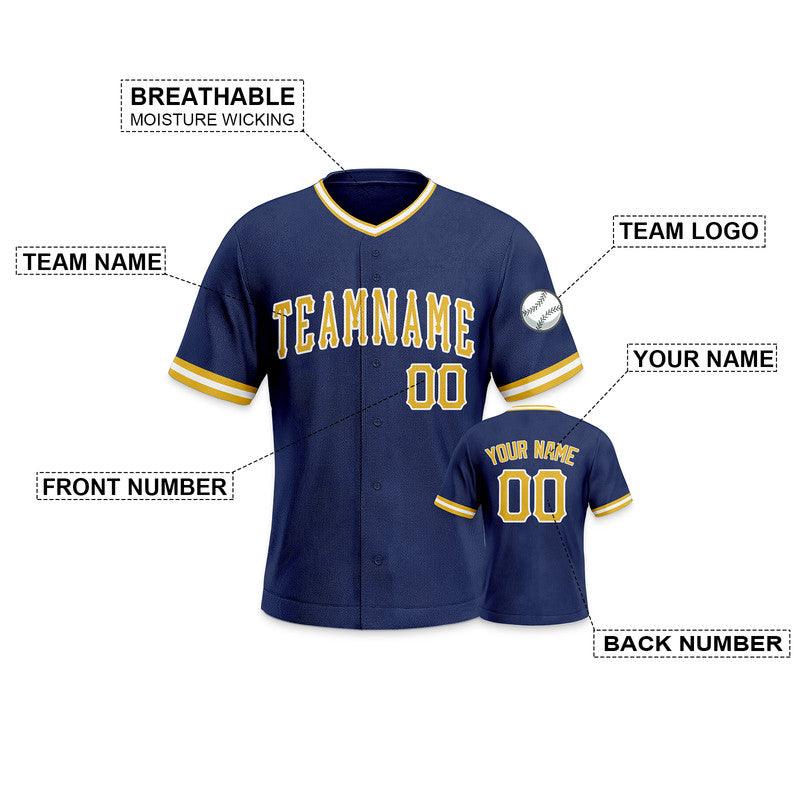 Custom Navy Gold-White Authentic Baseball Jersey-1
