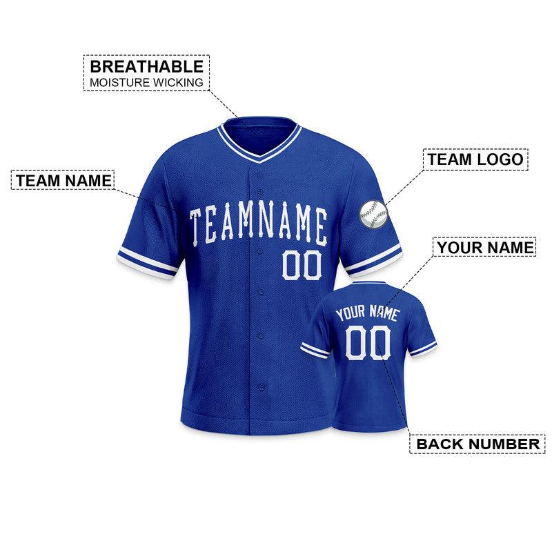 Custom Royal-White Authentic Baseball Jersey-1