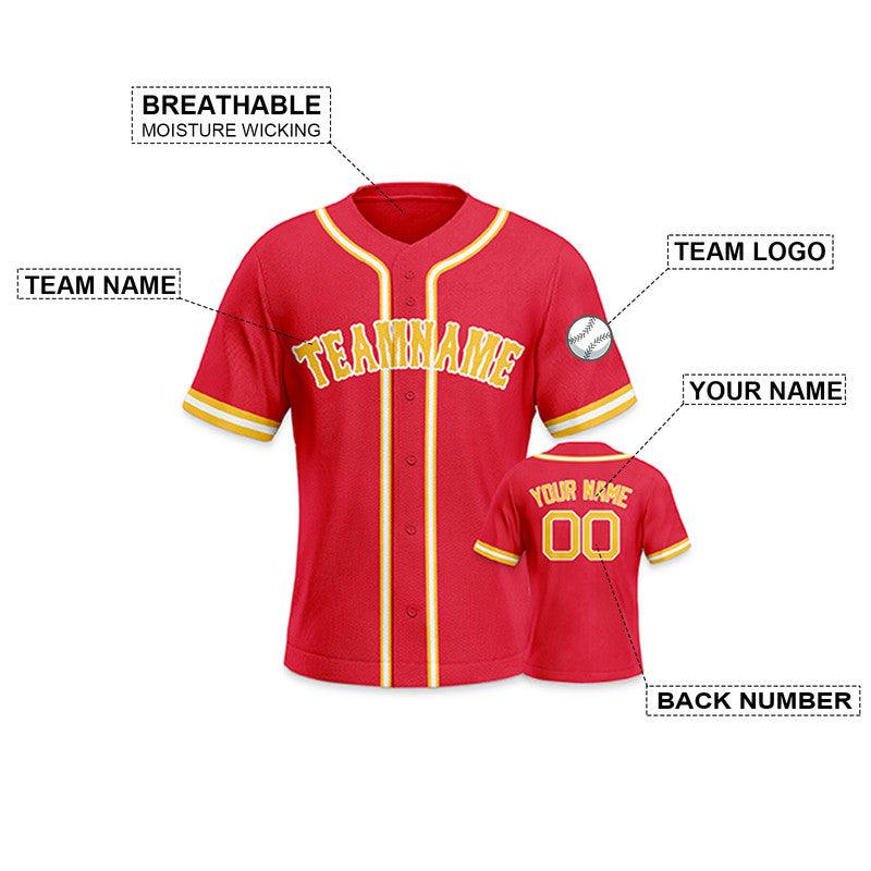 Custom Red Gold-White Authentic Baseball Jersey-2