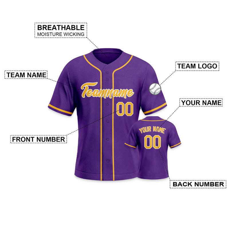 Custom Purple Gold-White Authentic Baseball Jersey-3